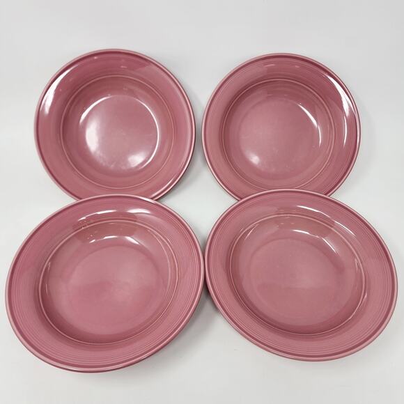 Nancy Calhoun Soup Bowls Set of 4 Solid Dark Rose Pink VTG Stoneware Japan EUC - Picture 2 of 8